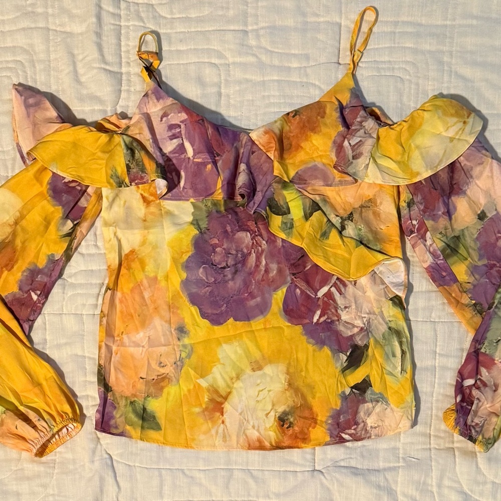 Express Cold Shoulder Floral Blouse
